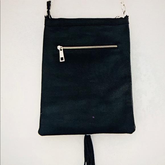 LIONEL Crossbody Black Vegan Leather Woven Chain Rope Studs Zip Tassel NWOT - Picture 5 of 10